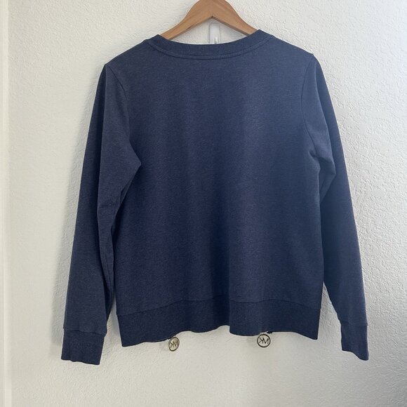 MICHAEL Michael Kors Crew Neck Pullover Sweatshirt Women's L Blue Gold Zip Soft - Picture 3 of 9